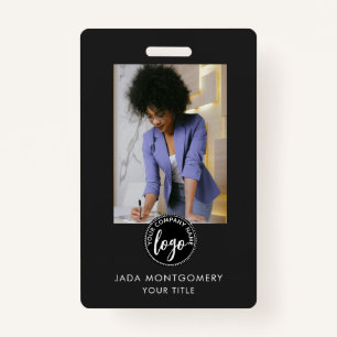 Modern Photo Logo Black ID ID Badge