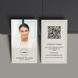 Modern Photo Logo QR Code Business Card
