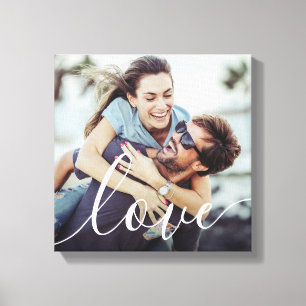 Modern Photo Love Script Canvas Print