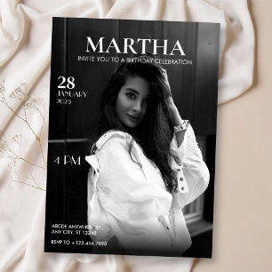Modern Photo magazine birthday  Invitation