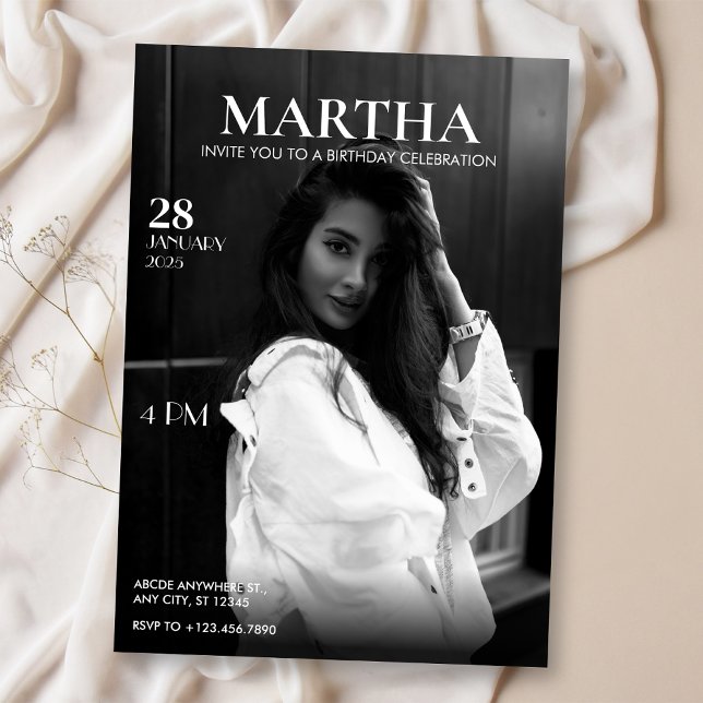 Modern Photo magazine birthday  Invitation (Creator Uploaded)