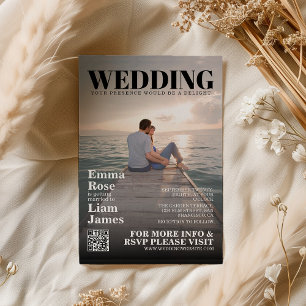 Modern Photo Magazine Cover Unique Wedding Invitation