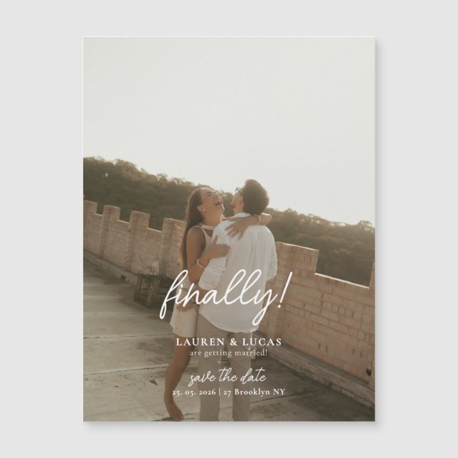 Modern Photo Magnetic Wedding Save The Date (Front)