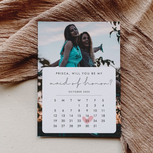 Modern Photo Maid of Honour Proposal Calendar Invitation (Creator Uploaded)