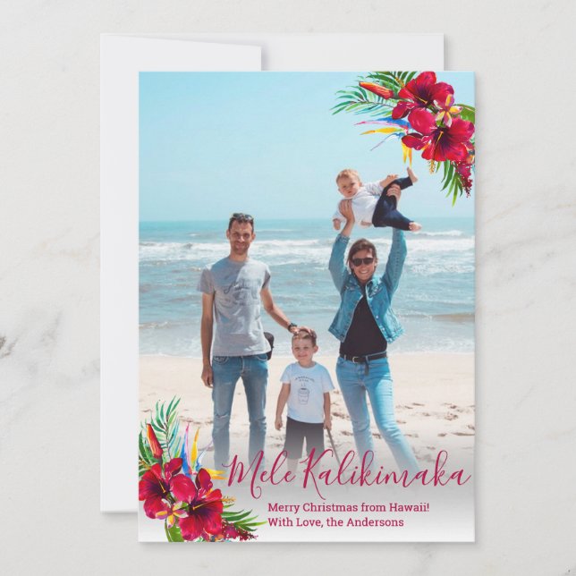 Modern Photo Mele Kalikimaka Christmas Cards (Front)