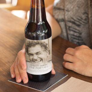 Modern Photo Memorial Beer Bottle Label