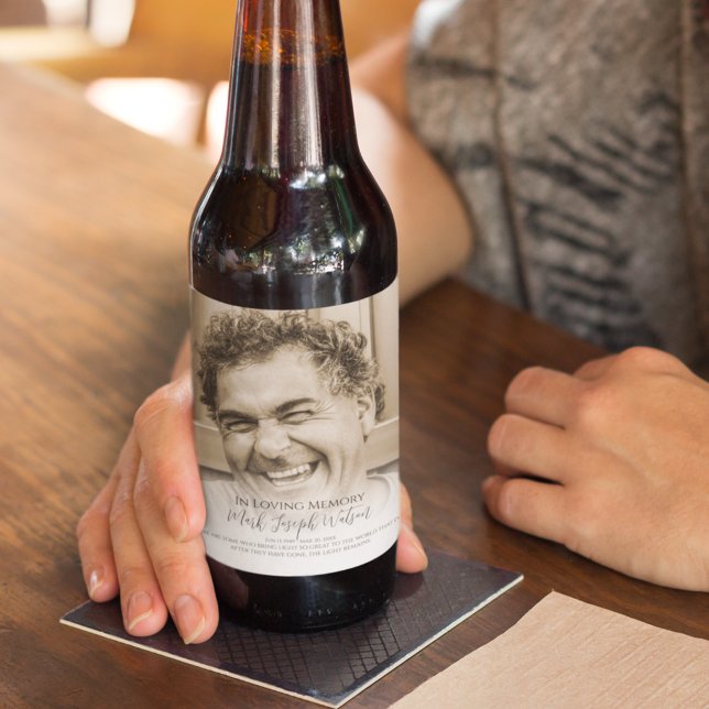 Modern Photo Memorial Beer Bottle Label (Creator Uploaded)
