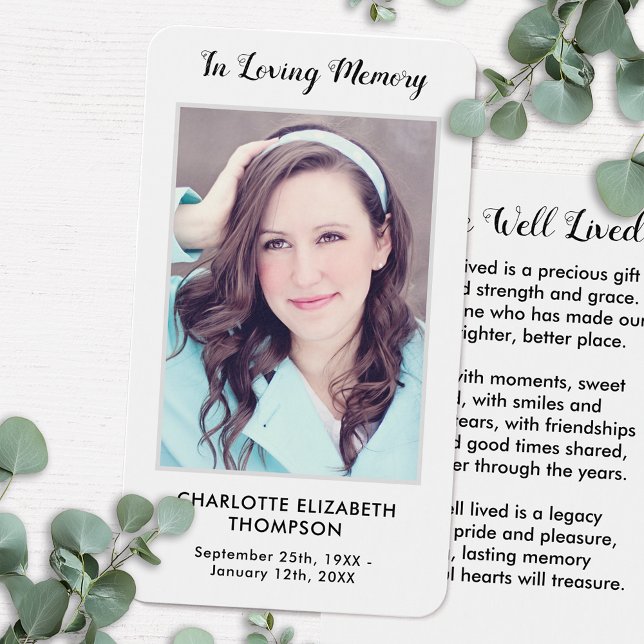 Modern Photo Memorial Funeral Prayer Card (Creator Uploaded)