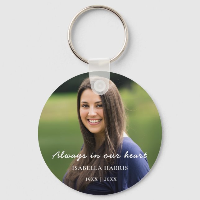 Modern Photo Memorial Keepsake Design Key Ring (Front)