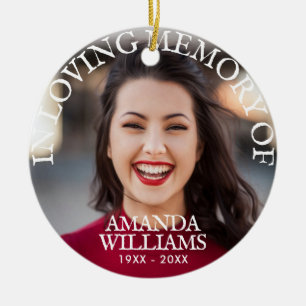 Modern Photo Memorial Keepsakes in Loving Memory Ceramic Tree Decoration