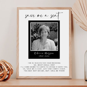 Modern Photo Memorial Saving a Seat Wedding Sign