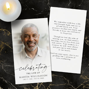 Modern Photo Memorial Sympathy Funeral Prayer Card