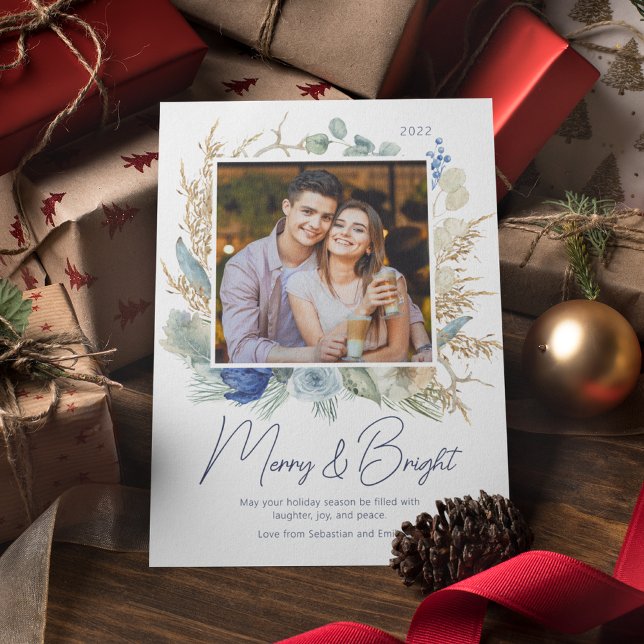 Modern Photo Merry & Bright Boho Floral (Creator Uploaded)