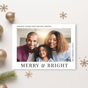 Modern Photo Merry Bright Christmas Holiday Card