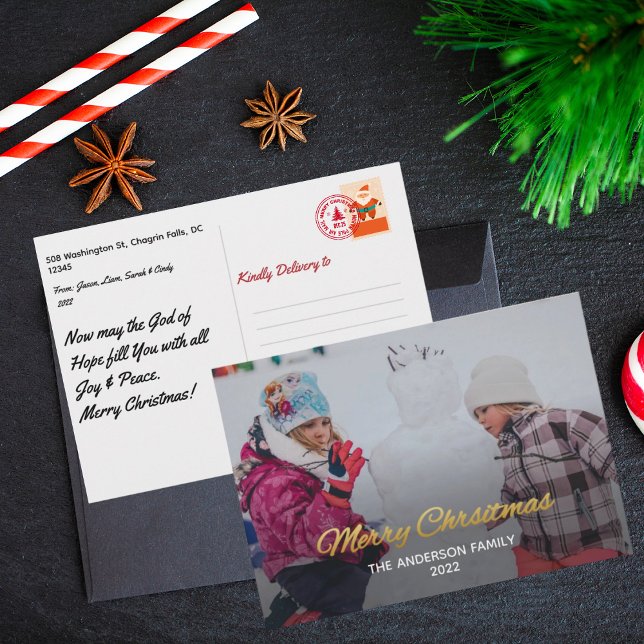 Modern Photo Merry Christmas Holiday Card (Creator Uploaded)