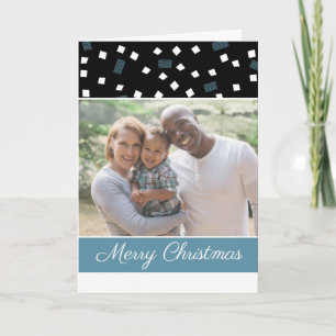 Modern Photo Merry Christmas Pattern Picture Holiday Card