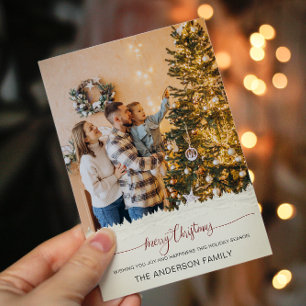 Modern Photo Merry Christmas White Trees Holidays Invitation