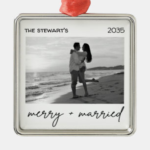 Modern Photo Merry & Married Elegant Minialmist Metal Tree Decoration