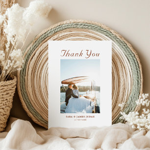 Modern Photo Minimal Couples Message Wedding Thank You Card
