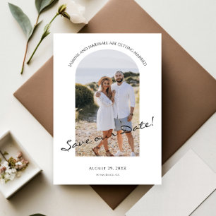 modern photo minimal save the date announcement