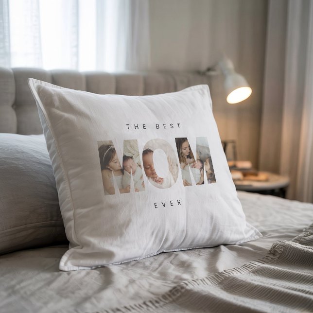 Modern Photo Minimalist Best Mum Throw Pillow (Creator Uploaded)