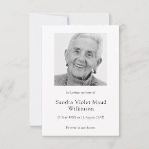 Modern photo minimalist memorial prayer card 