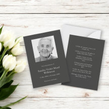 Modern photo minimalist memorial prayer card