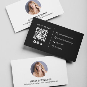 Modern Photo Minimalist QR Code Social Media Business Card