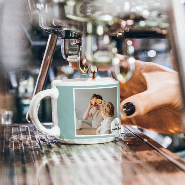 Modern Photo Mint Lovely Grandma Gift  Espresso Cup (Creator Uploaded)