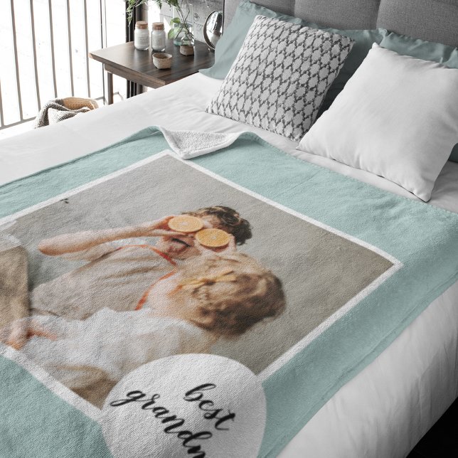Modern Photo Mint Lovely Grandma Gift  Sherpa Blanket (Creator Uploaded)