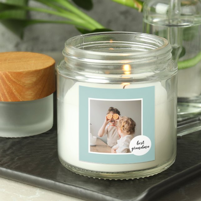 Modern Photo Mint Lovely Grandma Gift  Square Sticker (Creator Uploaded)