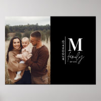 Modern photo monogram family black and white
