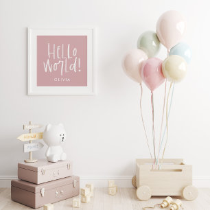 Modern photo monogram family girly pink and white poster