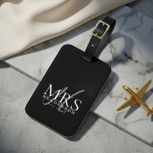Modern Photo Monogram Newlyweds Travel Luggage Tag