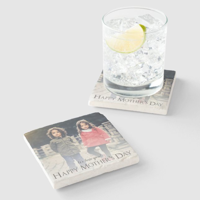 Modern Photo Mother's Day Stone Coaster (Side)