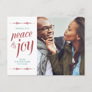 Modern Photo Moving Announcement Christmas Postcard