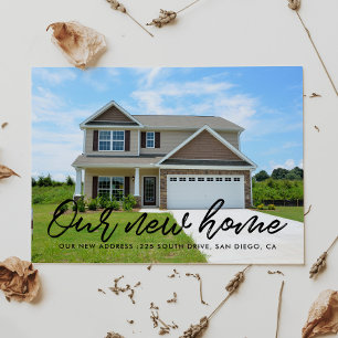 Modern photo moving announcement postcard