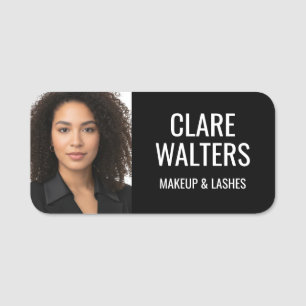 Modern Photo Name in Large White Letters Tag