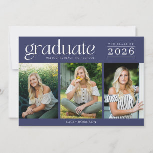 Modern Photo Navy Blue High School Graduation