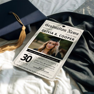 Modern Photo Newspaper Graduation Invitation