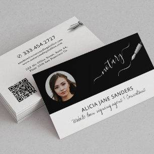 Modern photo notary mobile signing agent business card