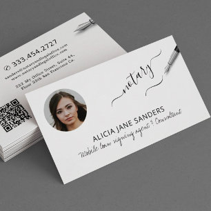 Modern photo notary mobile signing agent business card