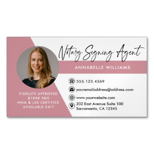 Modern Photo Notary Signing Agent  Magnetic Business Card