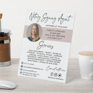 Modern Photo Notary Signing Agent Pedestal Sign
