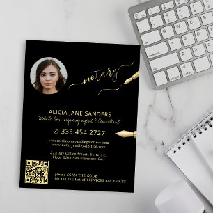 Modern photo notary signing agent QR gold black Flyer