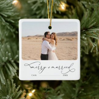 Modern Photo Ornaments | Merry & Married Photo