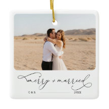 Modern Photo Ornaments | Merry & Married Photo