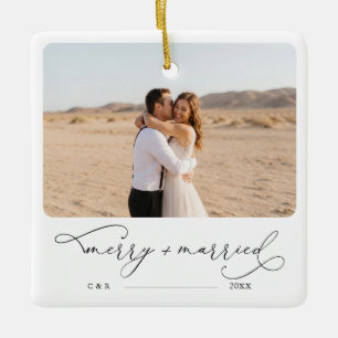 Modern Photo Ornaments   Merry & Married Photo