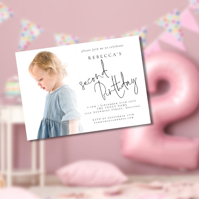 Modern Photo Overlay 2nd Birthday Invitation (Creator Uploaded)