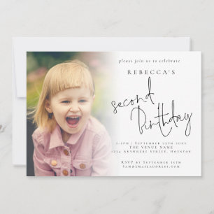 Modern Photo Overlay 2nd Birthday Party Invitation